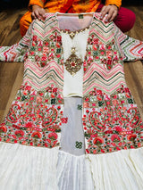 Premium Georgette crop top with beautiful zardosi , embroidery ,mirror work, Premium Georgette palazo,Premium Georgette jacket with beautiful embroidery & mirror work