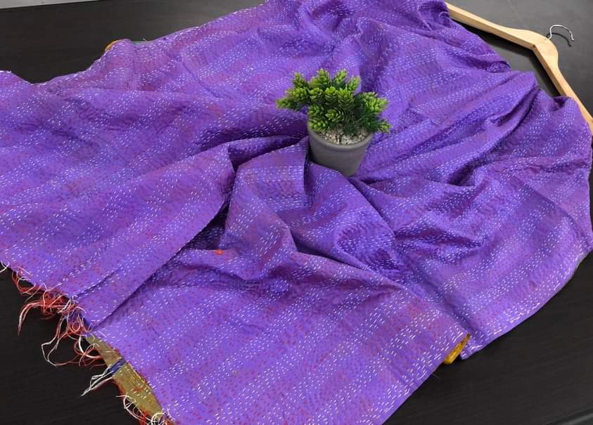 Pure hand stitched, math-stitch silk stoles which can be carried both ways!