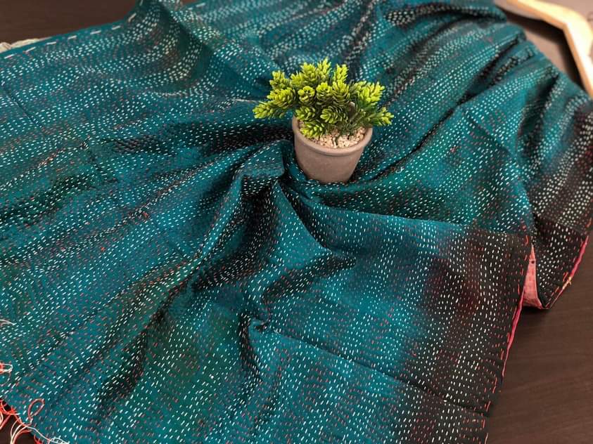 Pure hand stitched, math-stitch silk stoles which can be carried both ways!