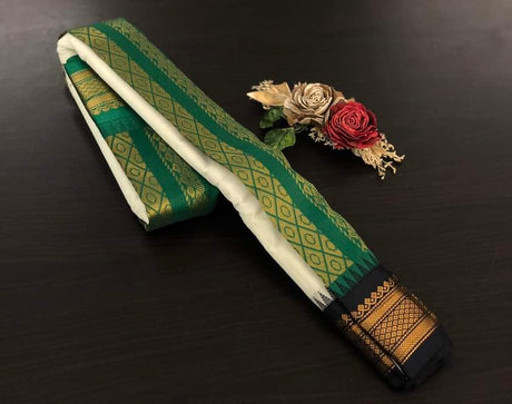 Pure Cotton Handcrafted Handloom Gadwal Sarees with Ganga Jamuna Border and Rich Zari Weavings In The Anchal n Border With blouse pc