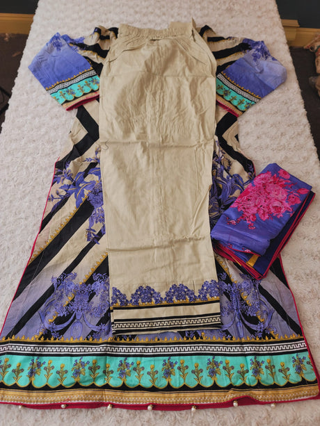 Pakistani Stitched lawn Embroidered Salwar kameez ready to ship