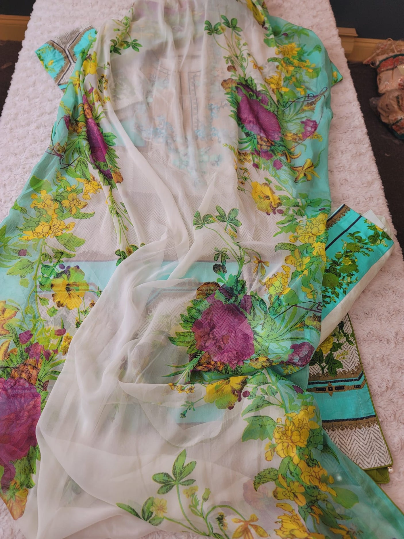 Pakistani Stitched lawn Embroidered Salwar kameez ready to ship