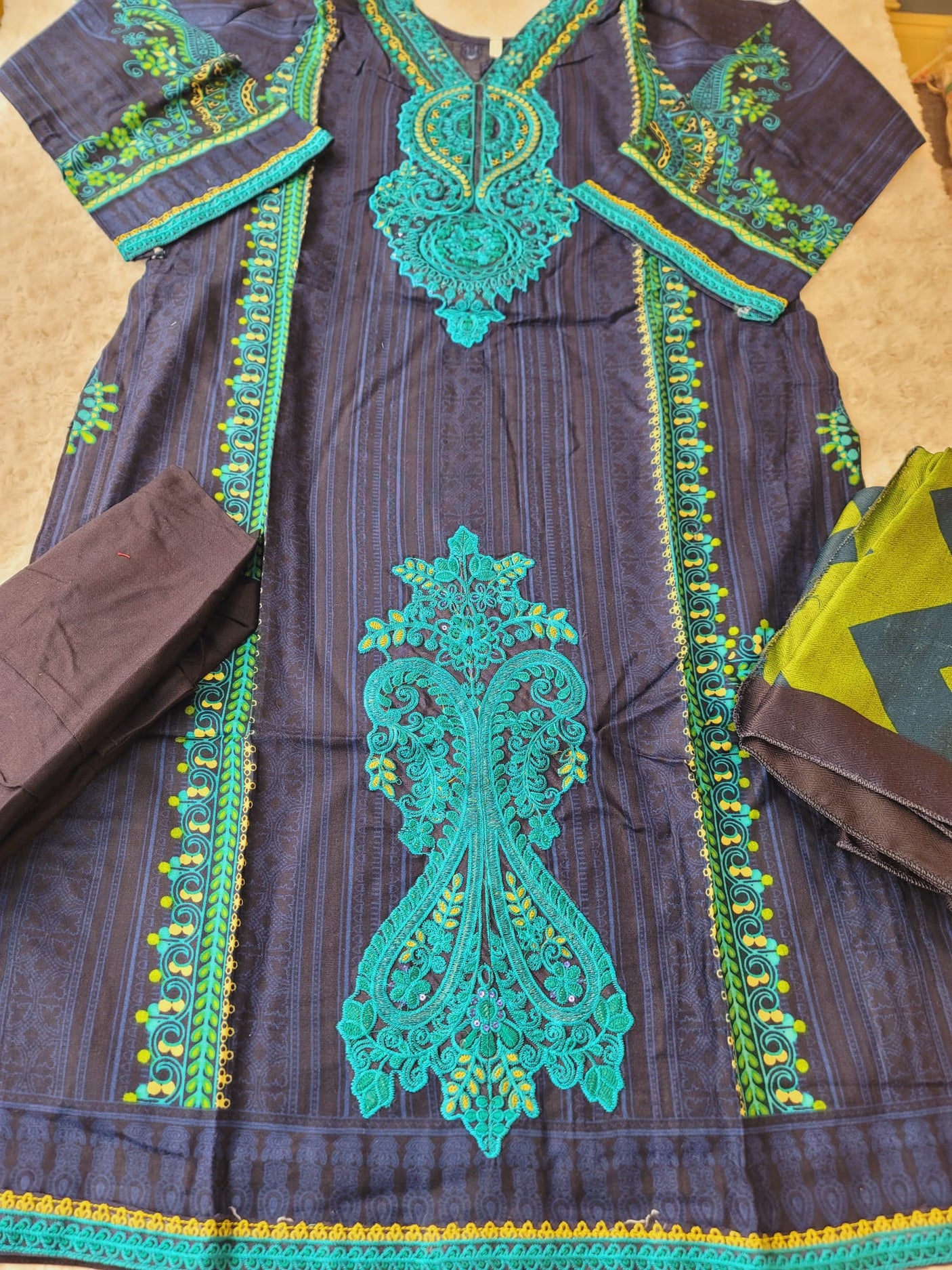 Pakistani linen Embroidered Salwar kameez Ready To Ship