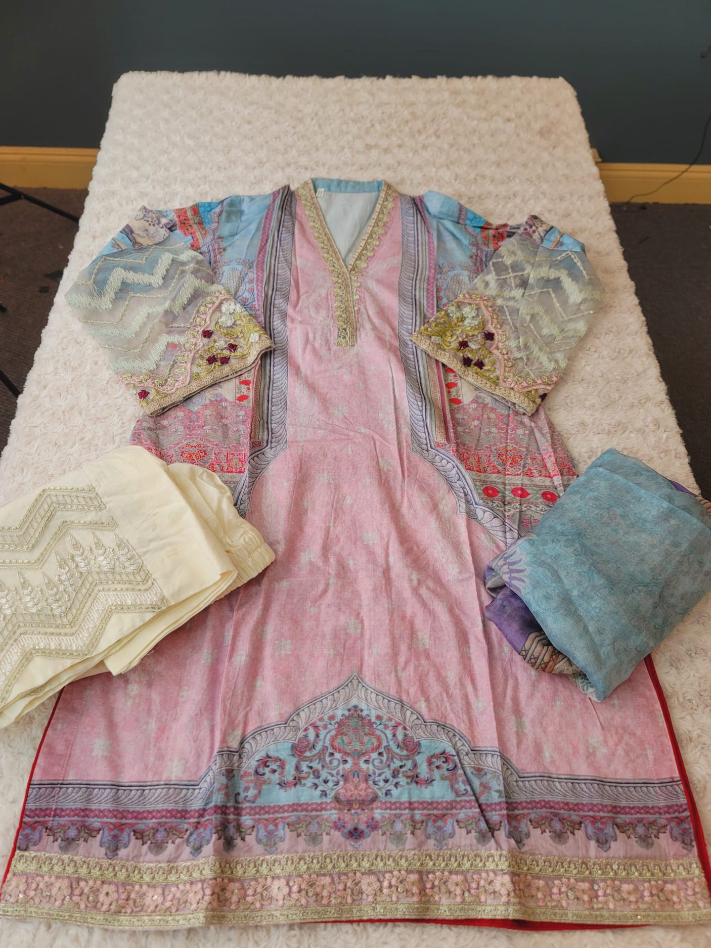 Pakistani lawn Embroidered Salwar kameez Ready To Ship