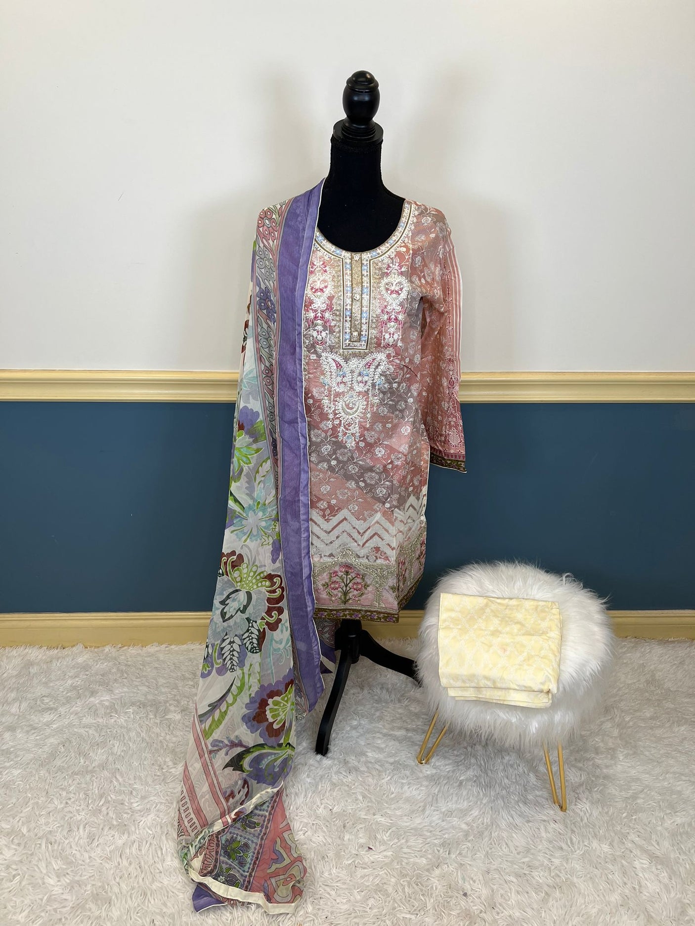 Pakistani Stitched Embroidered lawn Salwar kameez ready to ship