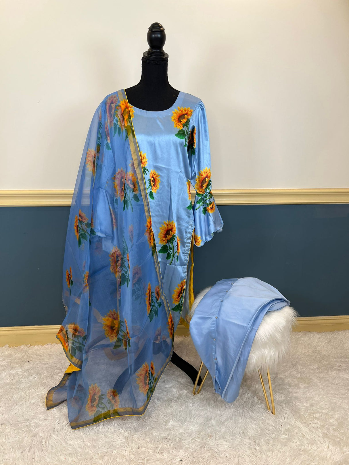 Pakistani raw silk salwer kamiz ( tulip pant with accessories)