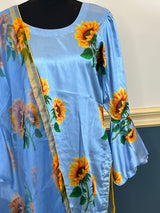 Pakistani raw silk salwer kamiz ( tulip pant with accessories)