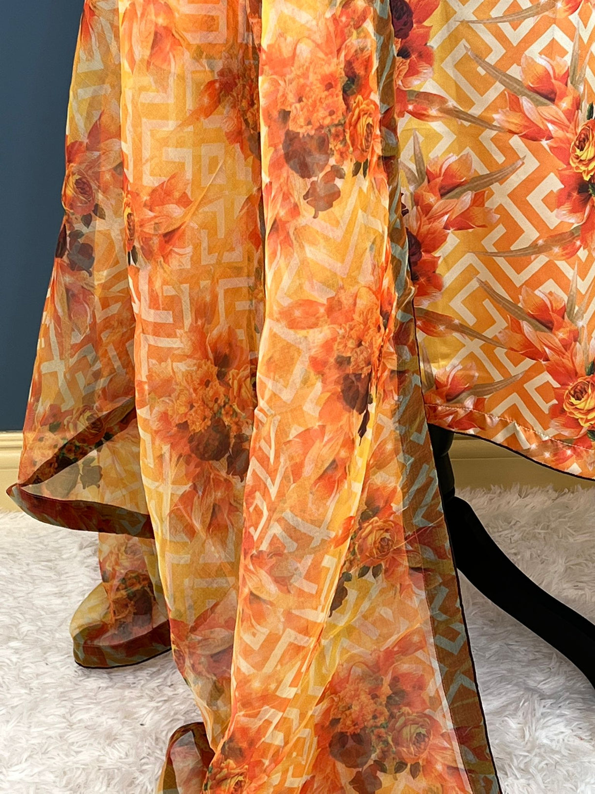 Super Soft Raw Silk Kamiz With Digital Printed Organza Dupatta