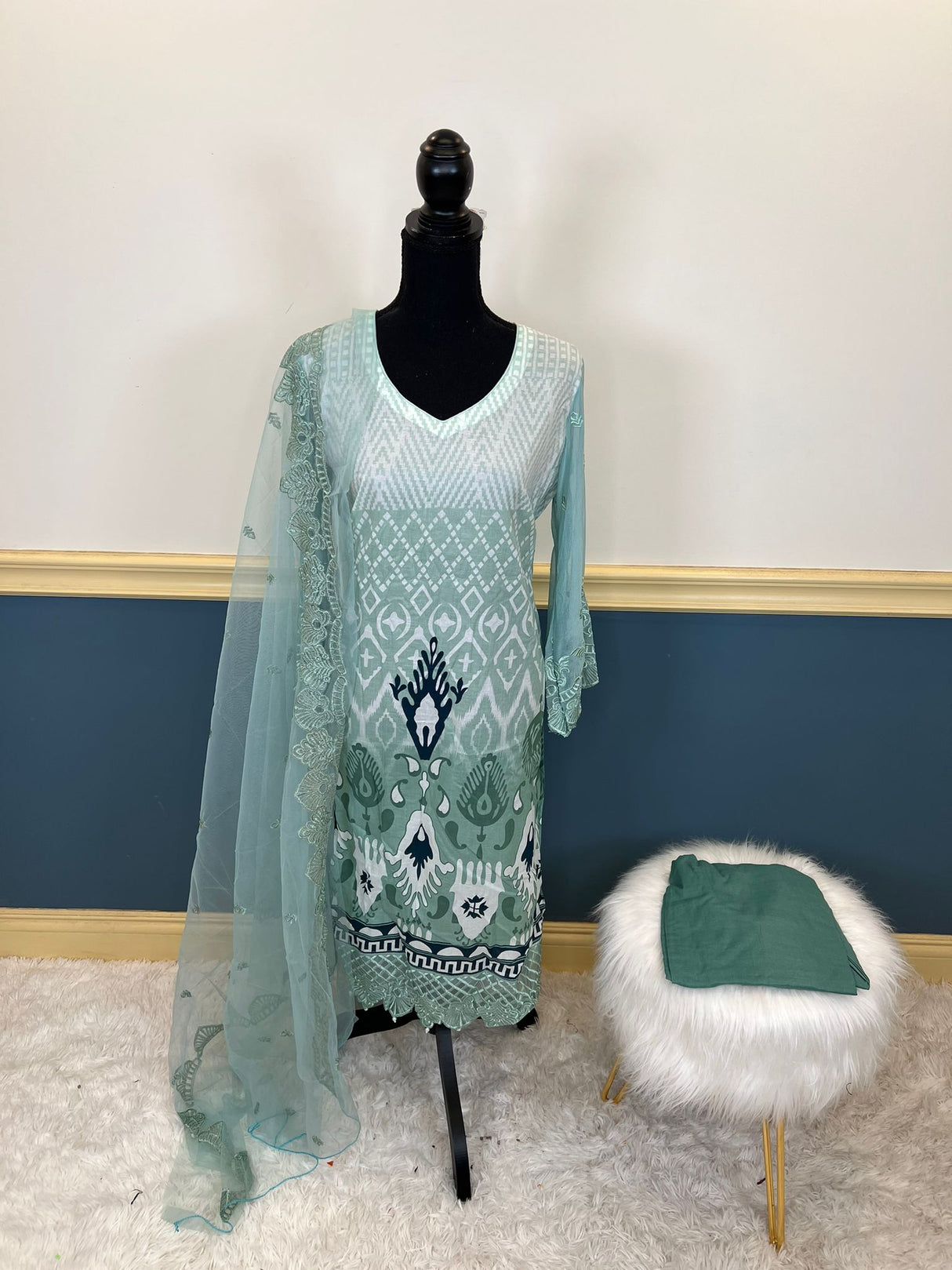 Indian Cotton Stitched Embroidery Suit Ready To Ship