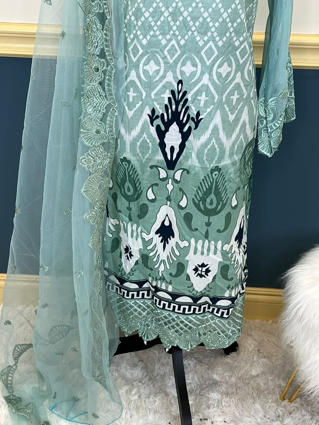 Indian Cotton Stitched Embroidery Suit Ready To Ship