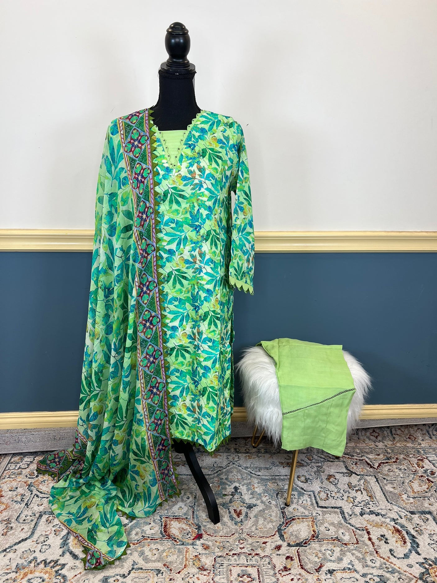 Pure silk kamiz and pant with pure chiffon dupatta