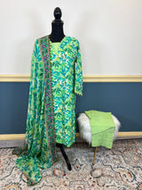 Pure silk kamiz and pant with pure chiffon dupatta