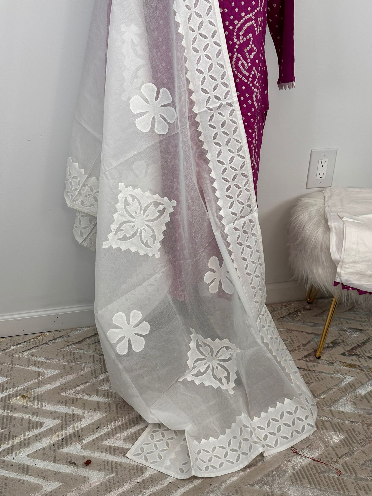 Pure Cotton Kamiz with Applique Dupatta