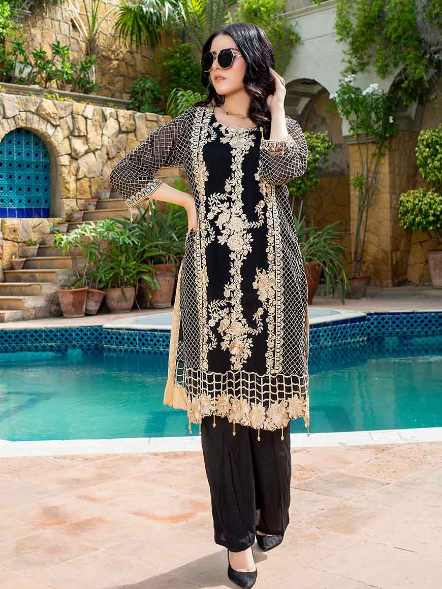 Zephyr Chiffon Embroidered Kurti 2 pcs-100% Original Guaranteed