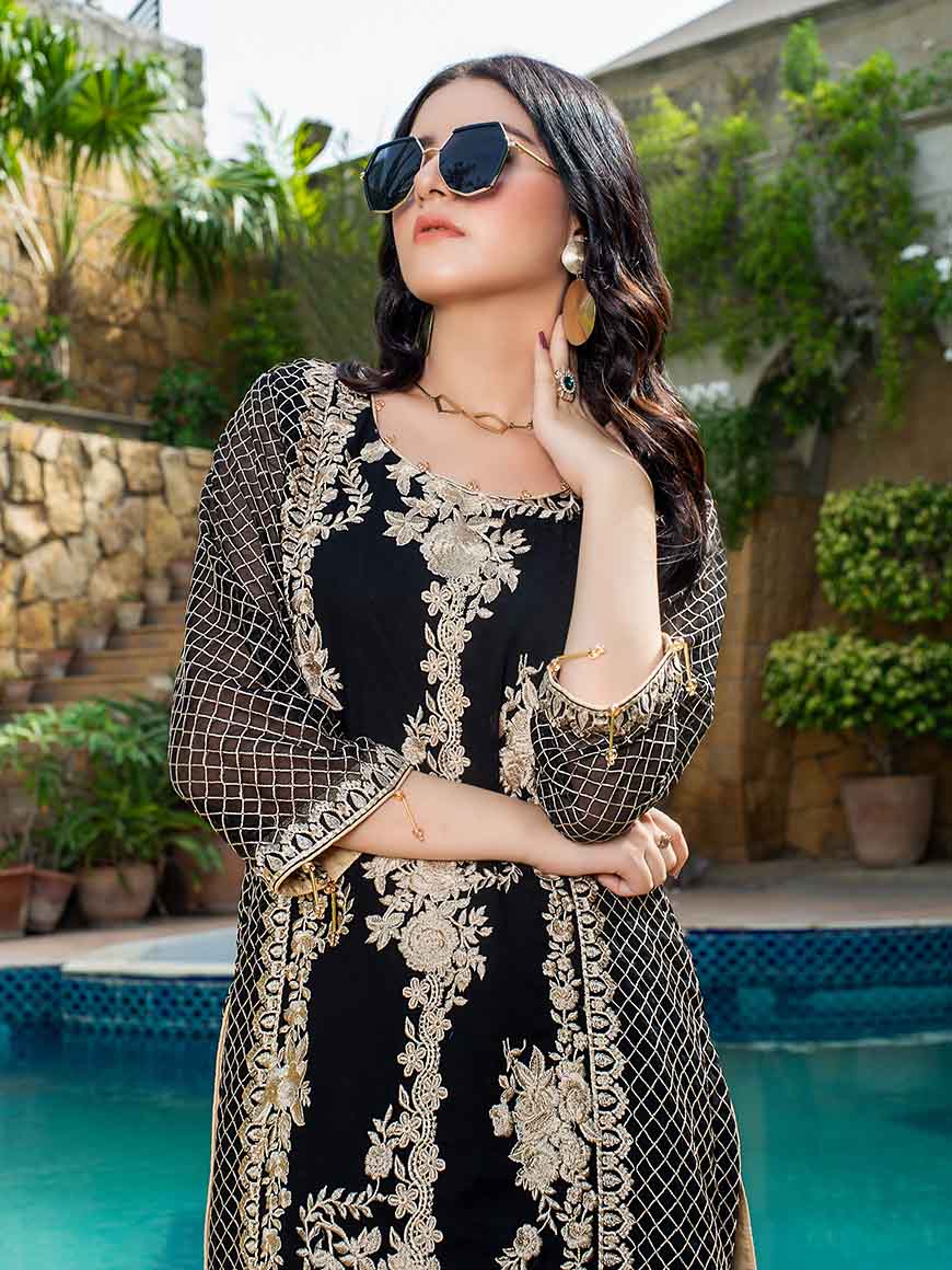 Zephyr Chiffon Embroidered Kurti 2 pcs-100% Original Guaranteed