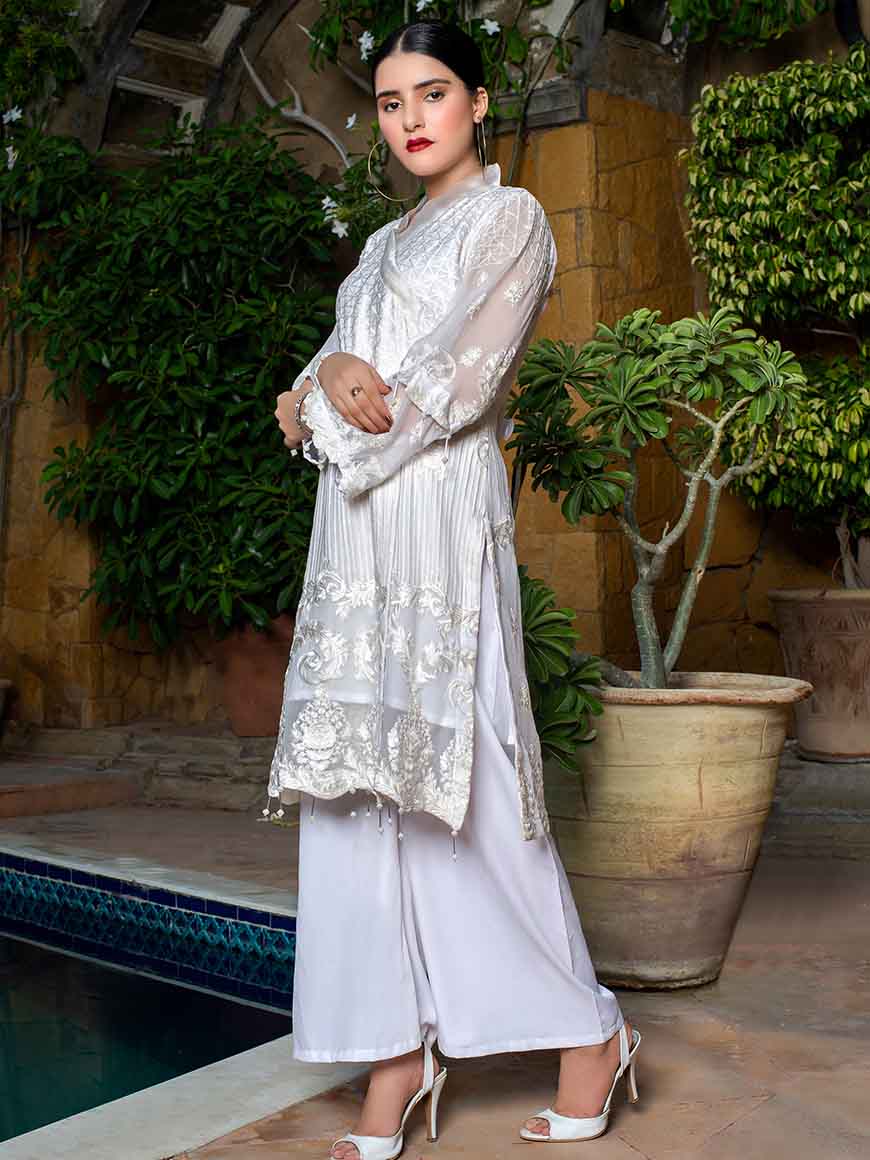 Zephyr Chiffon Embroidered Kurti 2 pcs-100% Original Guaranteed