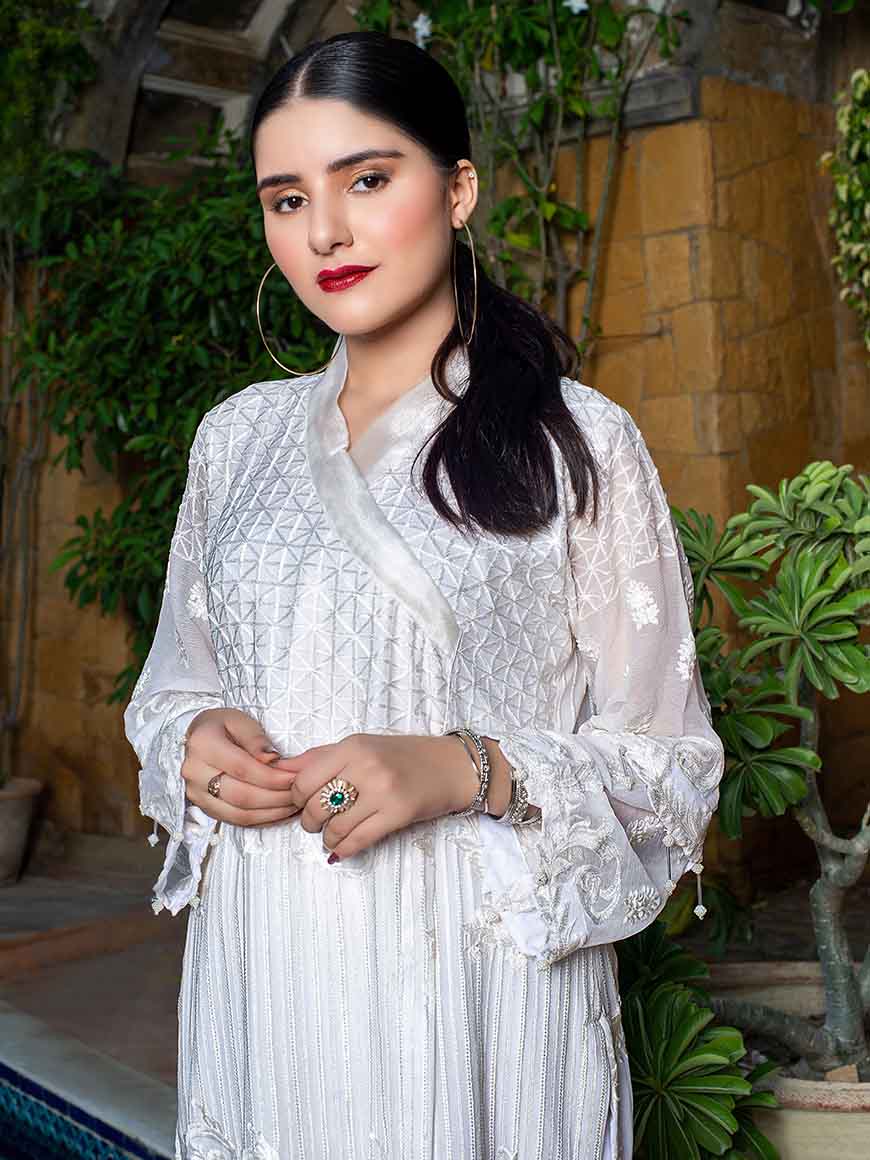 Zephyr Chiffon Embroidered Kurti 2 pcs-100% Original Guaranteed