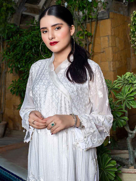 Zephyr Chiffon Embroidered Kurti 2 pcs-100% Original Guaranteed