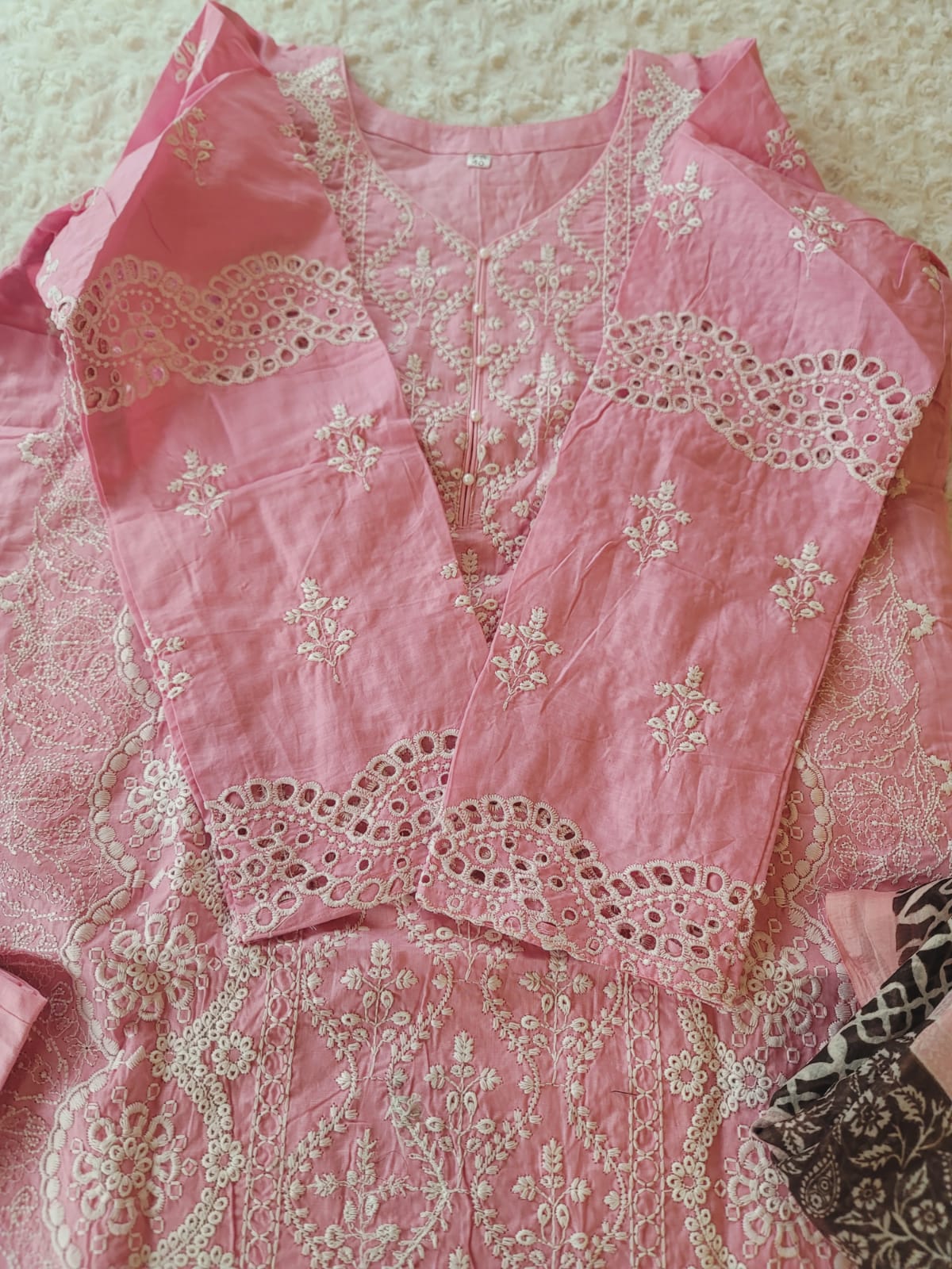 Indian Cotton Stitched Embroidery Suit Ready To Ship