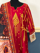 Indian Cotton Stitched Embroidery Suit Ready To Ship