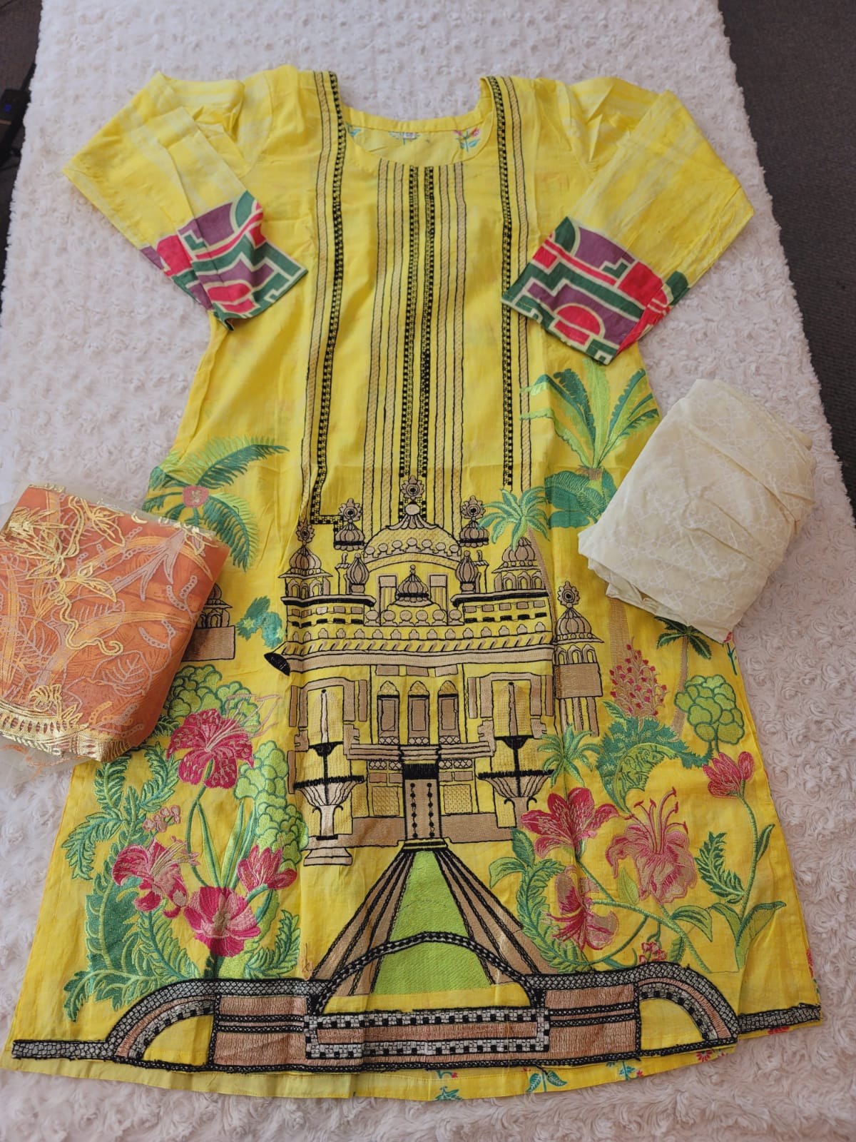 Indian Cotton Stitched Embroidery Suit Ready To Ship