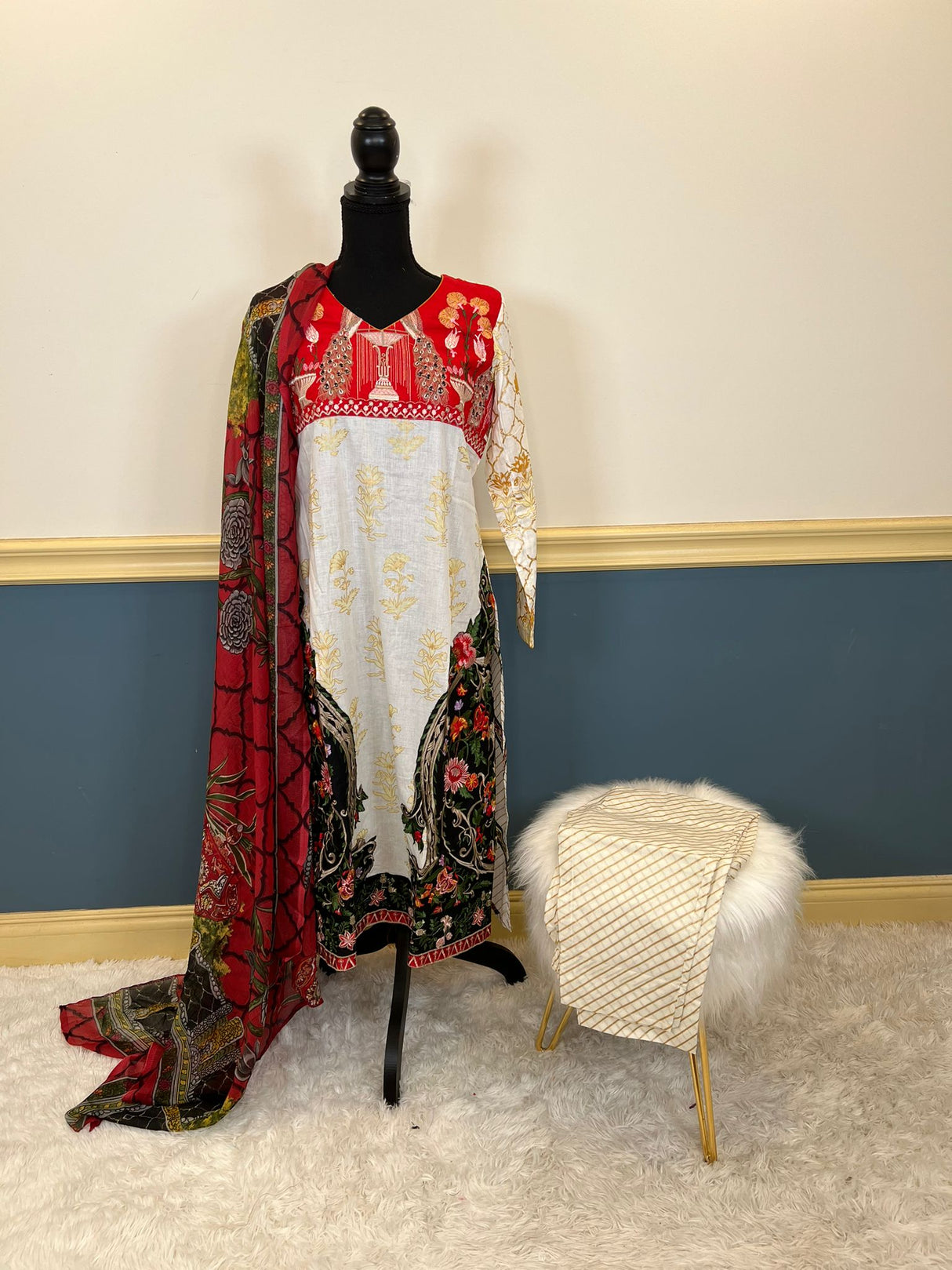 Indian Cotton Stitched Embroidery Suit Ready To Ship