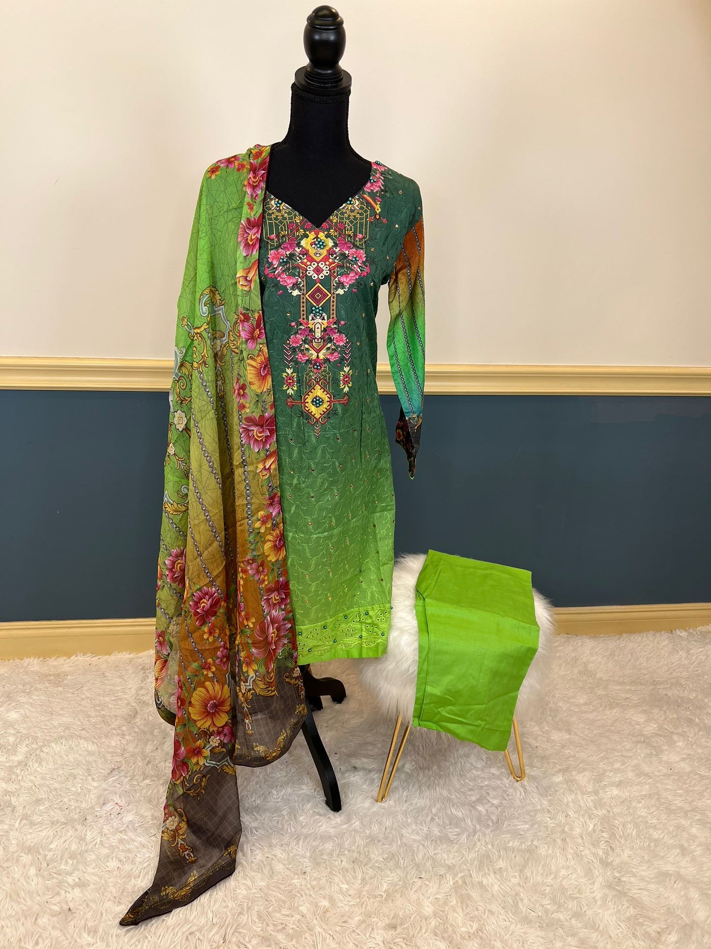Pakistani Stitched lawn Embroidered Salwar kameez ready to ship