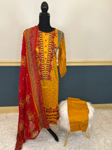 Pakistani Stitched lawn Embroidered Salwar kameez ready to ship