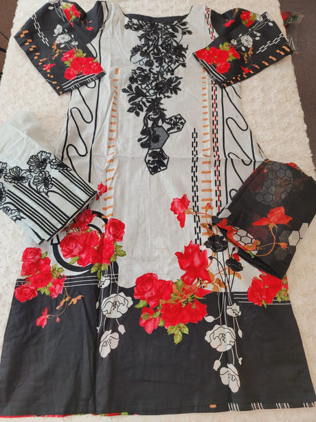 Indian Cotton Stitched Embroidery Suit Ready To Ship