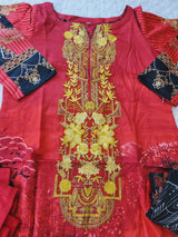 Indian Cotton Stitched Embroidery Suit Ready To Ship