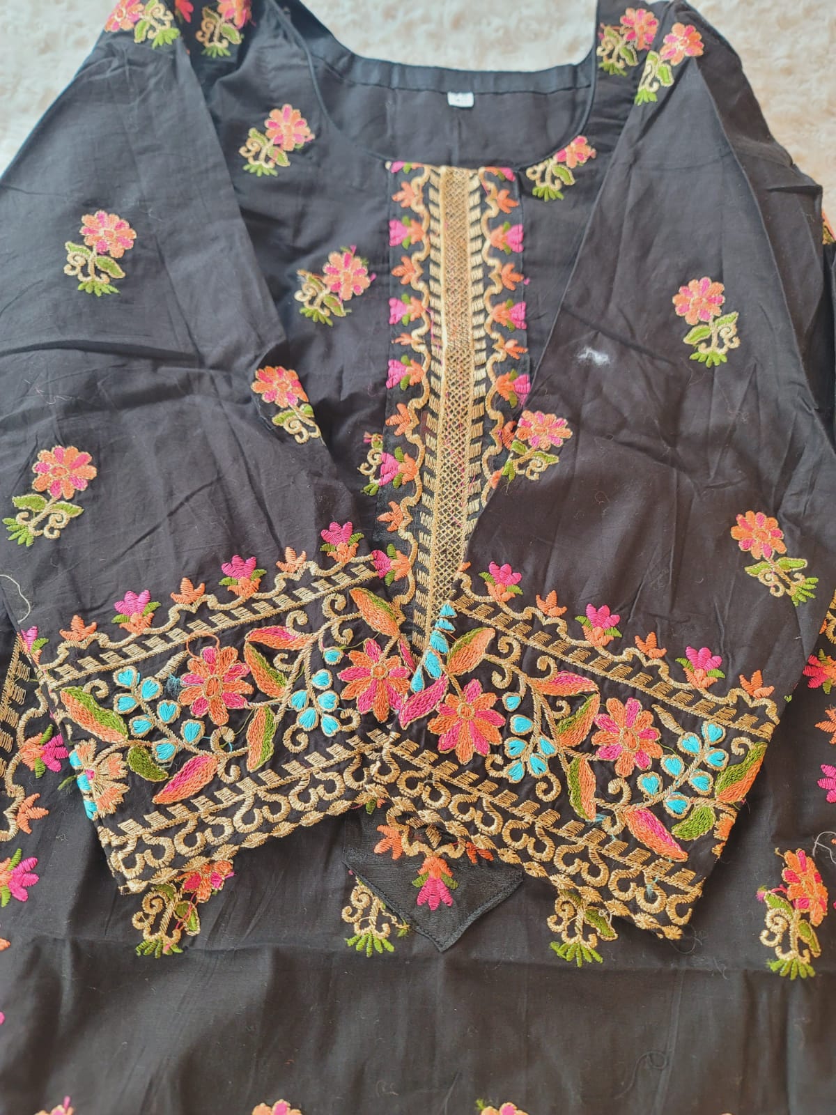 Indian Cotton Stitched Embroidery Suit Ready To Ship