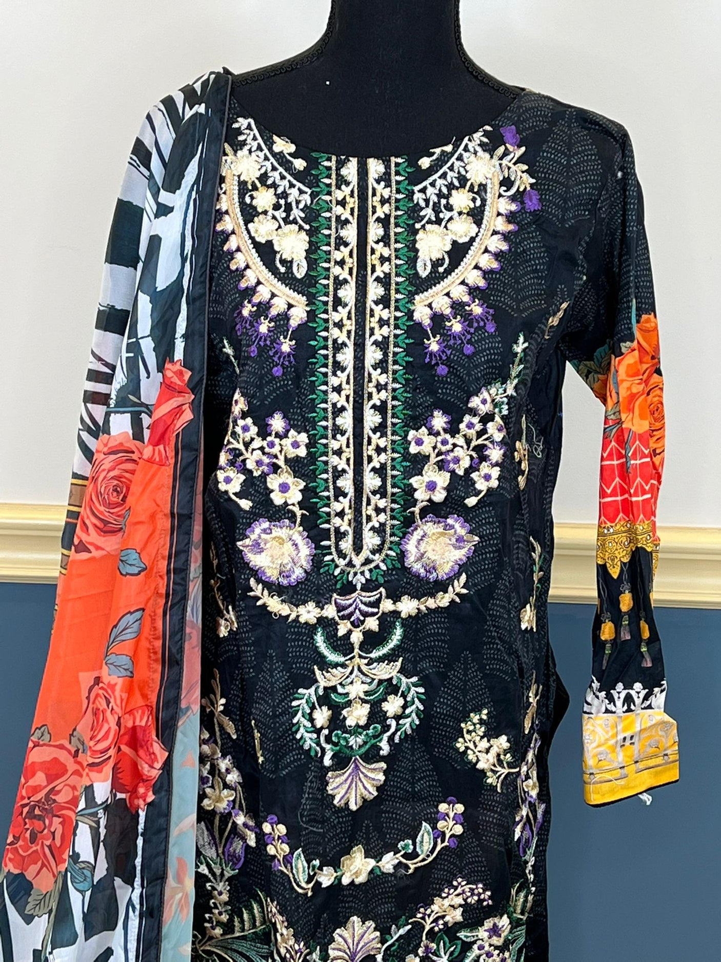 Pakistani lawn stitched  Embroidered Suit Ready To Ship