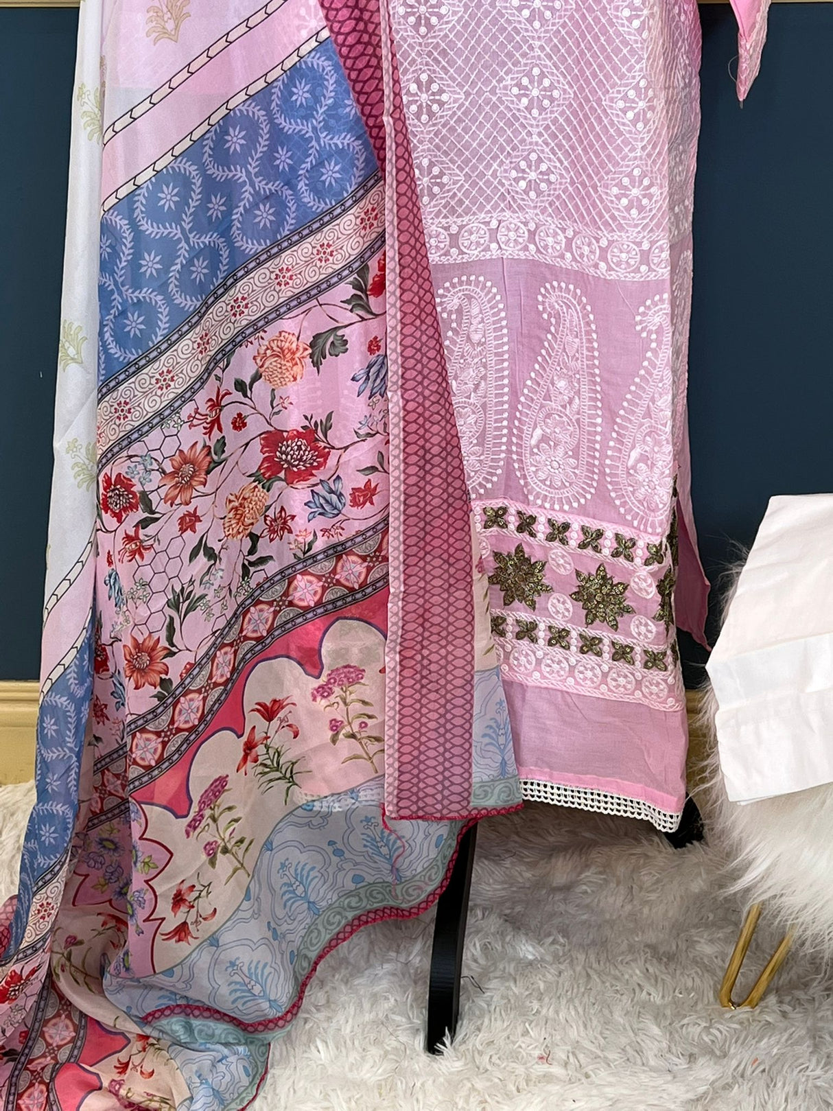 Indian Cotton Stitched Embroidery Suit Ready To Ship