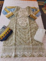 Pakistani Stitched lawn Embroidered Salwar kameez ready to ship