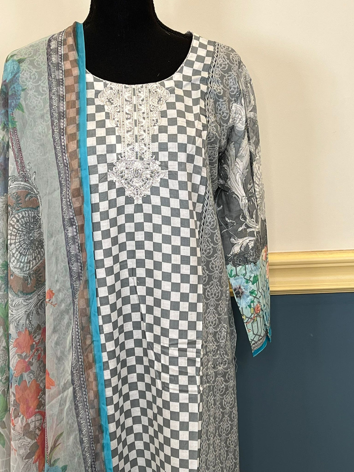 Indian Cotton Stitched Embroidery Suit Ready To Ship