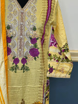 Pakistani linen Embroidered Salwar kameez Ready To Ship