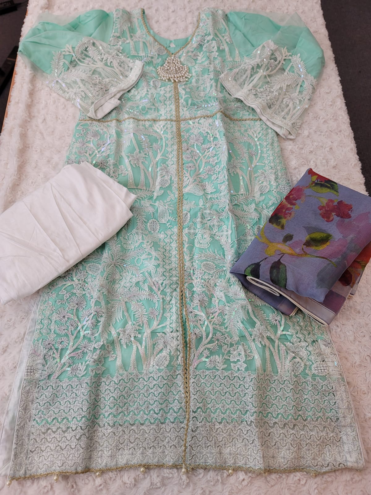 Pakistani Stitched Embroidery Lawn Suit Ready To Ship