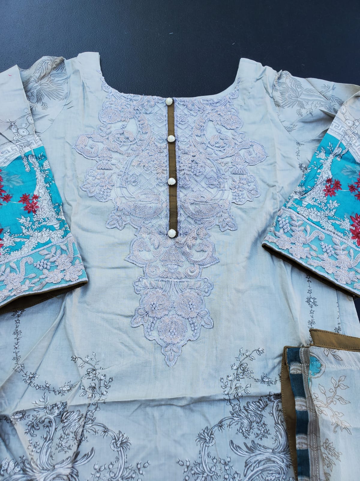 Pakistani Stitched Embroidery Lawn Suit Ready To Ship