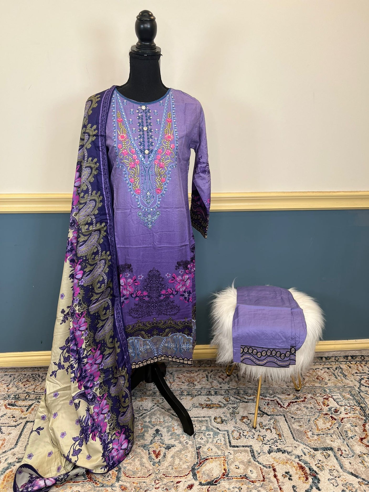 Pakistani linen Embroidered Salwar kameez Ready To Ship