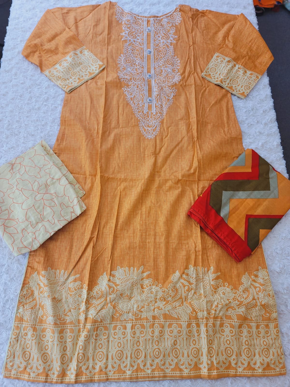 Pakistani lawn Embroidered Salwar kameez Ready To Ship