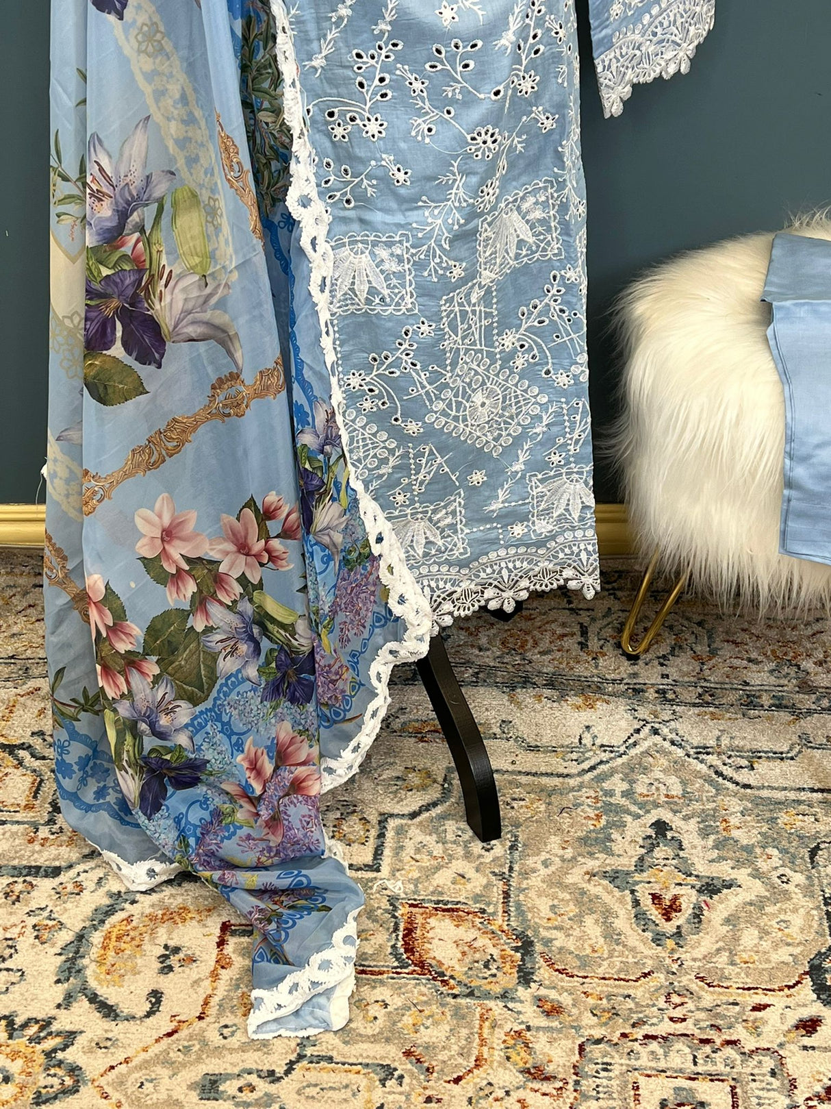 Luxury Embroidered lawn Salwar kameez ready to ship