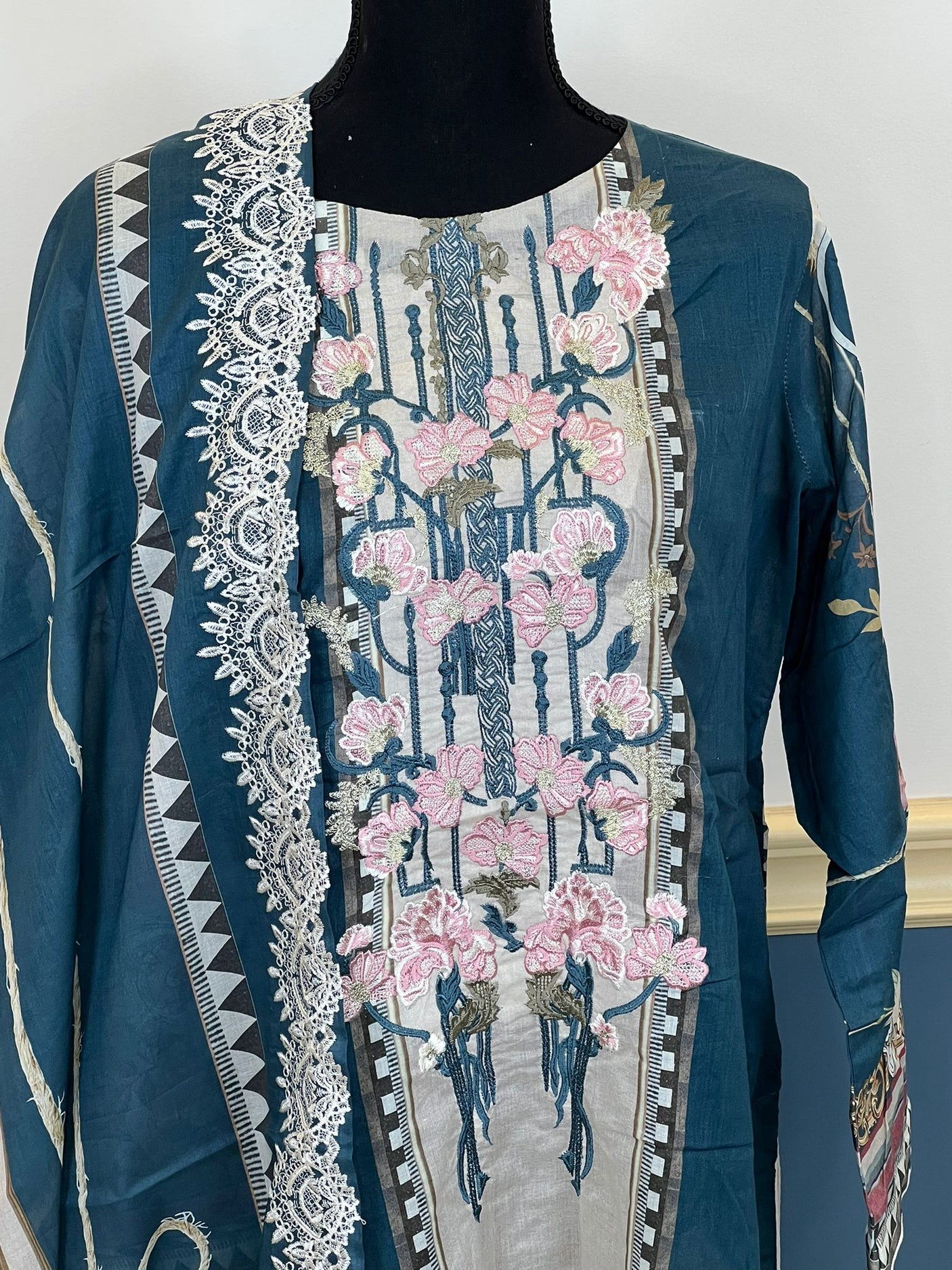 Pakistani lawn stitched  Embroidered Suit Ready To Ship