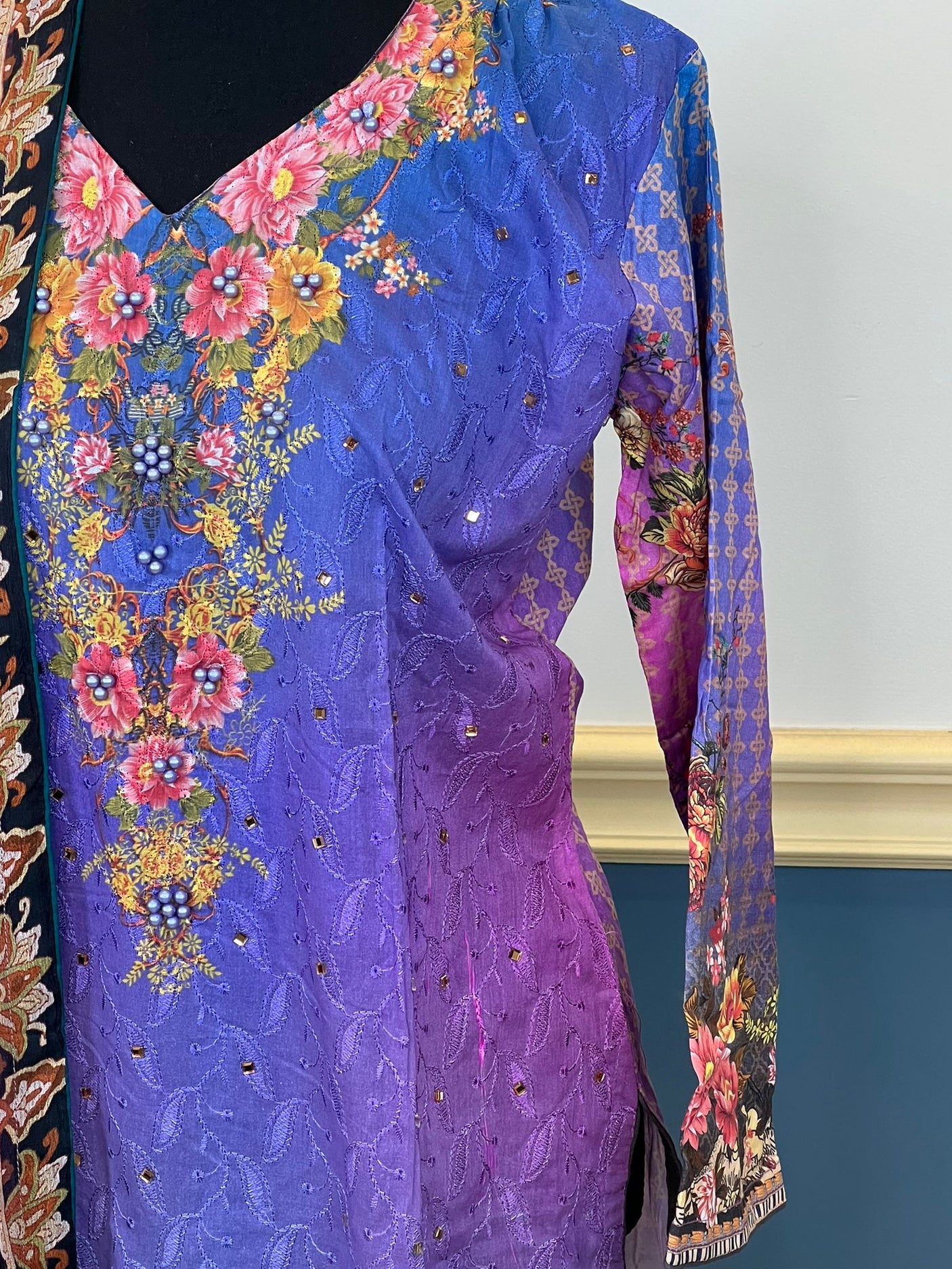 Pakistani Stitched lawn Embroidered Salwar kameez ready to ship