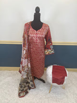 Pakistani Stitched lawn Embroidered Salwar kameez ready to ship