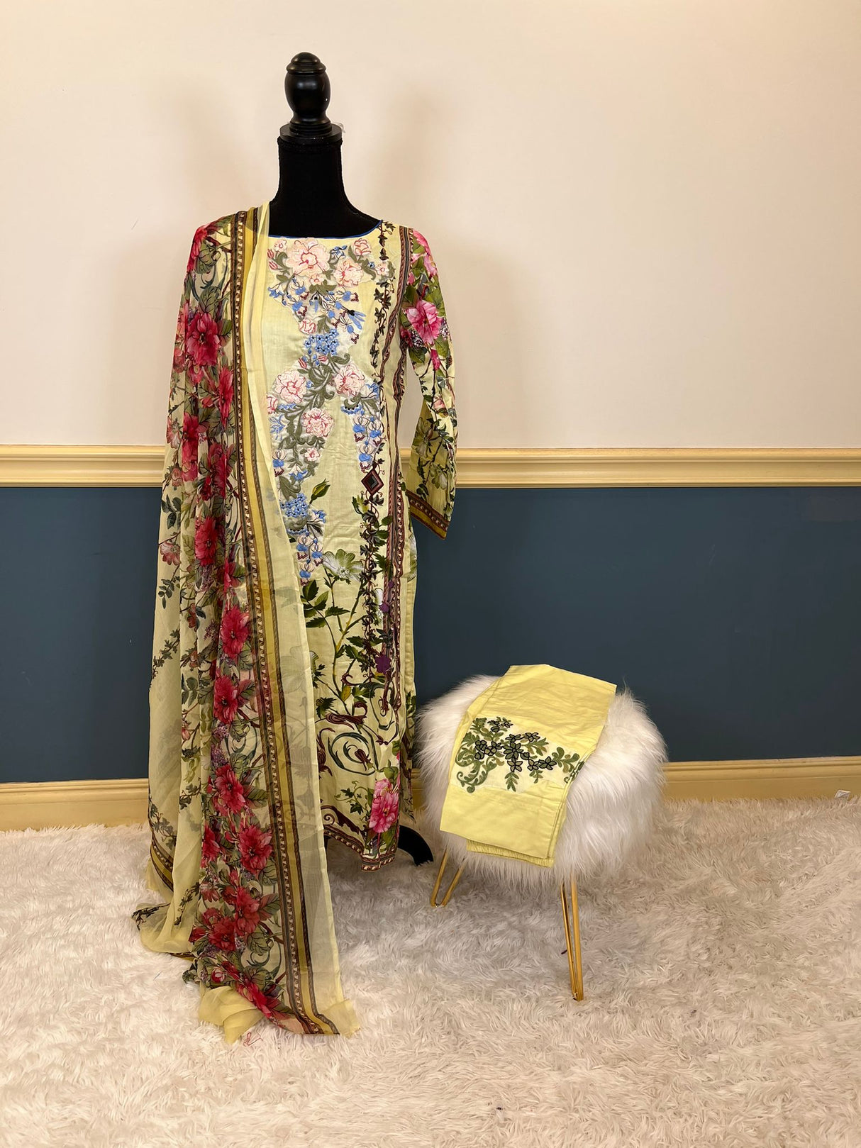 Indian Cotton Stitched Embroidery Suit Ready To Ship