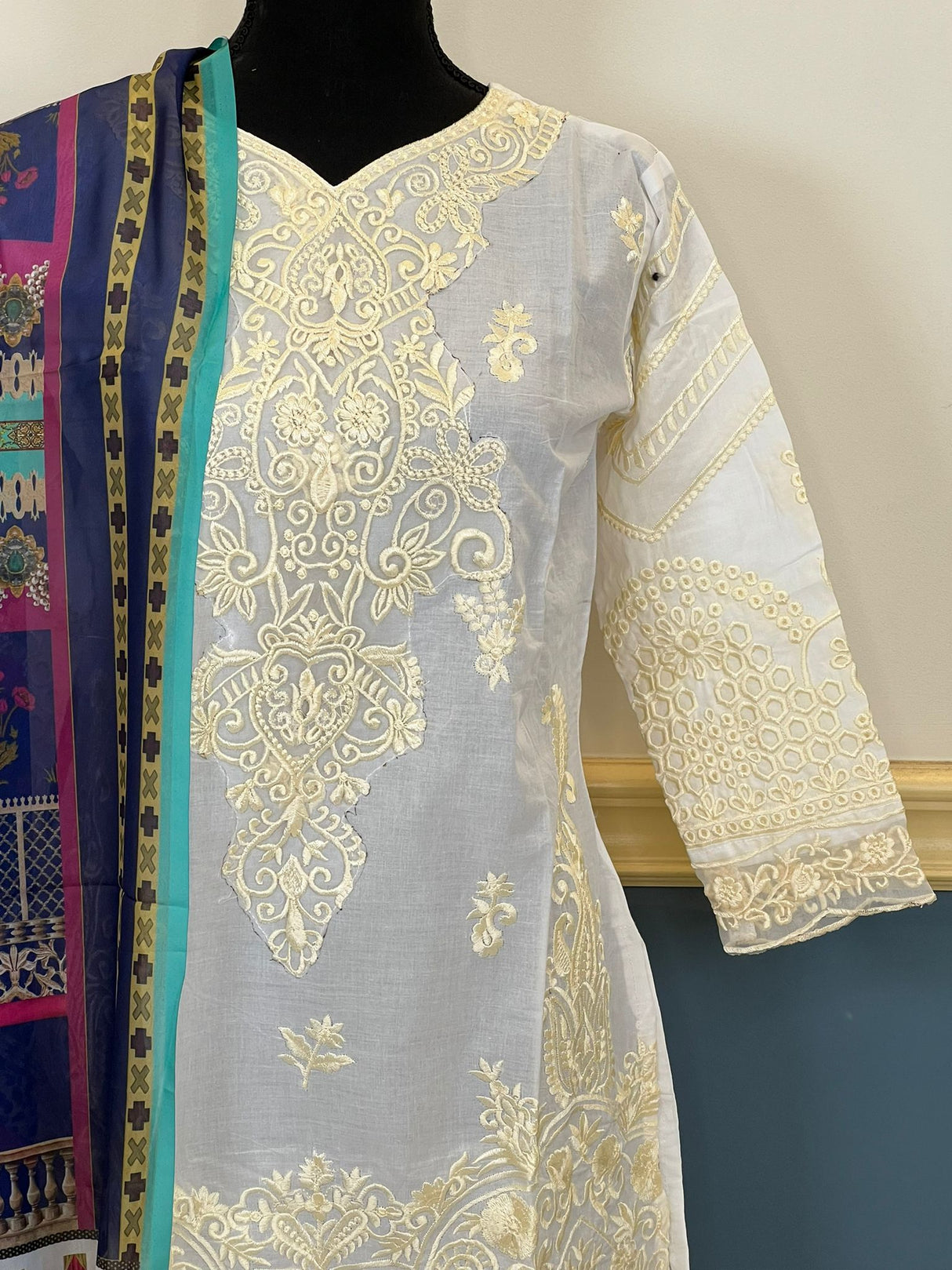 Indian Cotton Stitched Embroidery Suit Ready To Ship