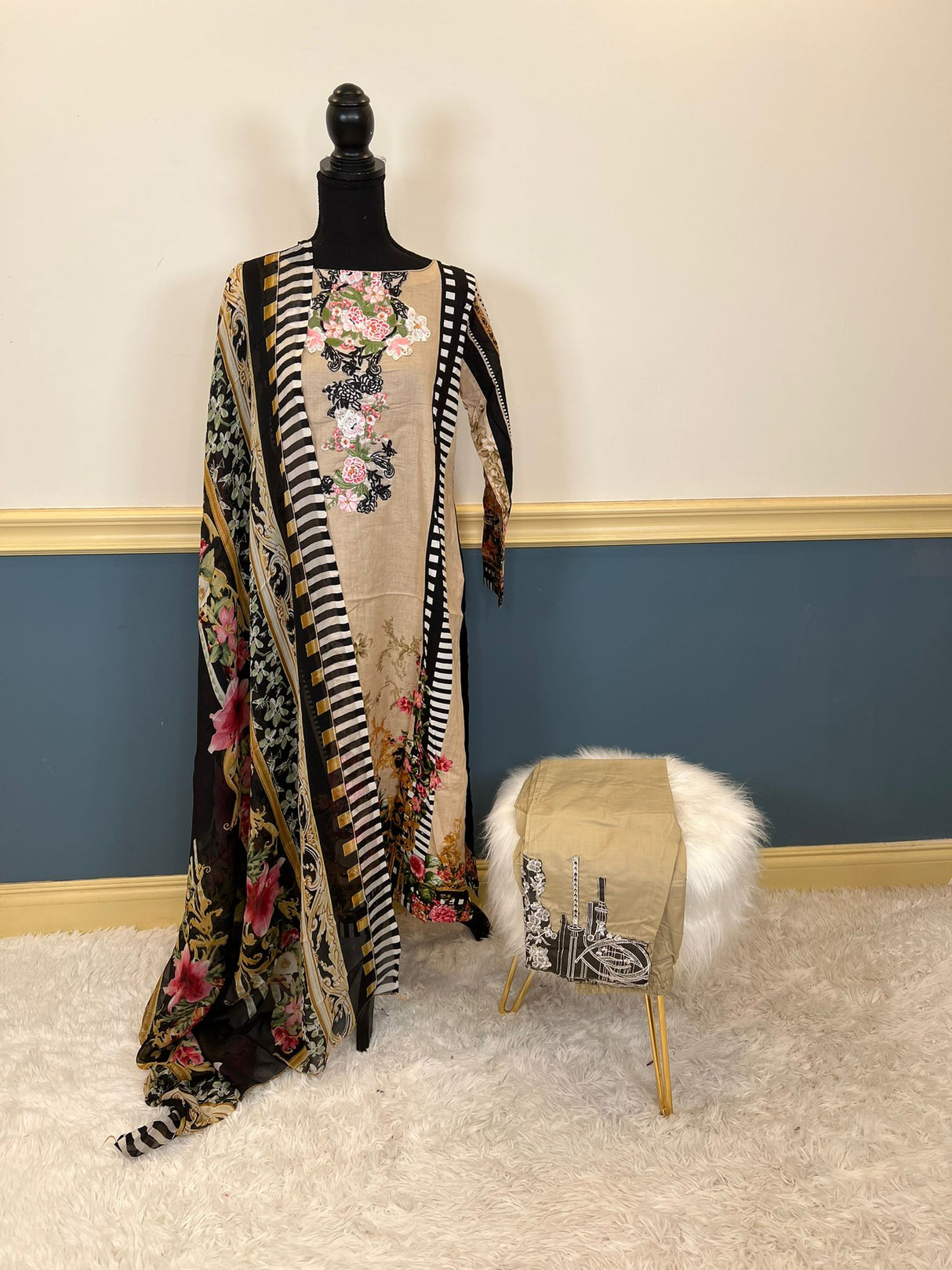 Indian Cotton Stitched Embroidery Suit Ready To Ship