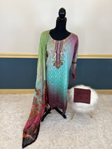Pakistani Stitched lawn Embroidered Salwar kameez ready to ship