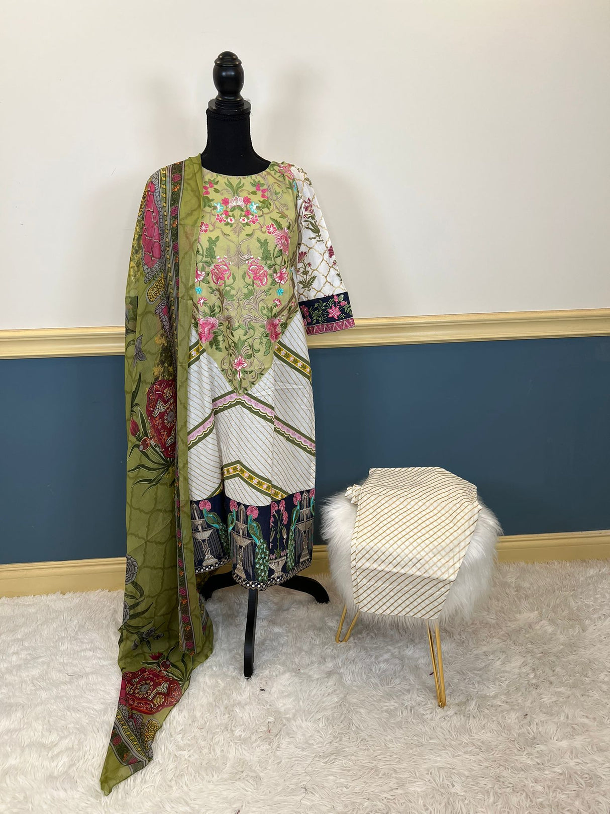 Indian Cotton Stitched Embroidery Suit Ready To Ship