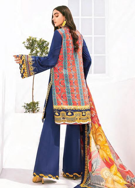 Baroque Fuchsia Embroidered Lawn 100% Original